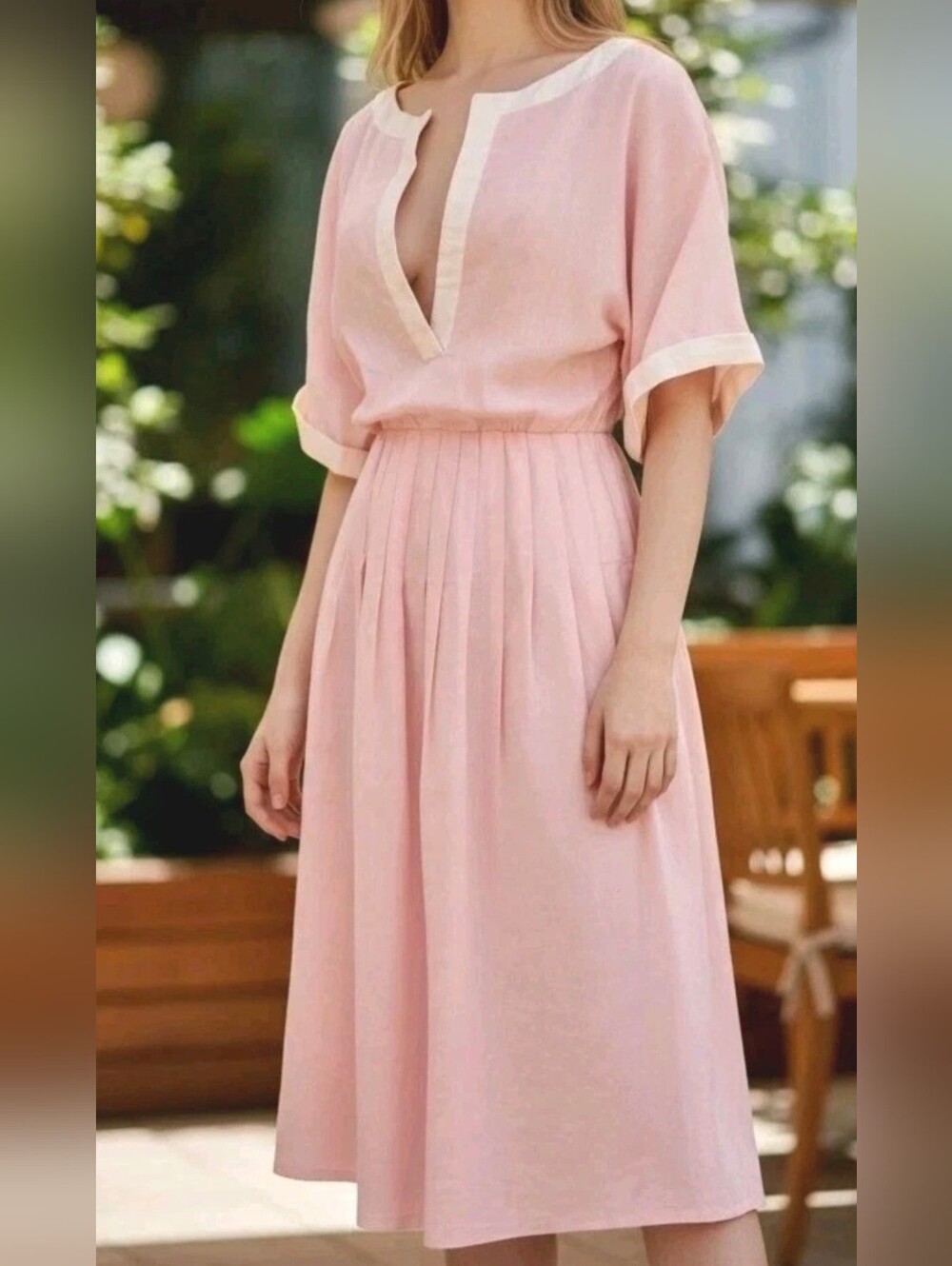1960s MOLLIE PARNIS VINTAGE Light Pink Dress with White Trim